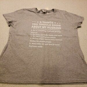 fruit of the loom Womens Tshirt Top Husband Veteran gray Short Sleeve
